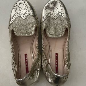 Prada Sparkly Flat Shoes
